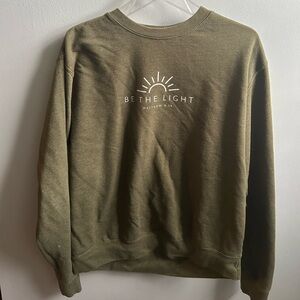 Green Crewneck Sweater with Sunrise Graphic